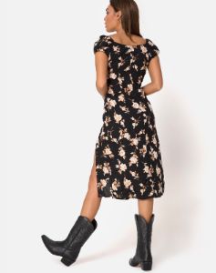 Milla Midi Dress in Peach Rose sold by Motel Rocks