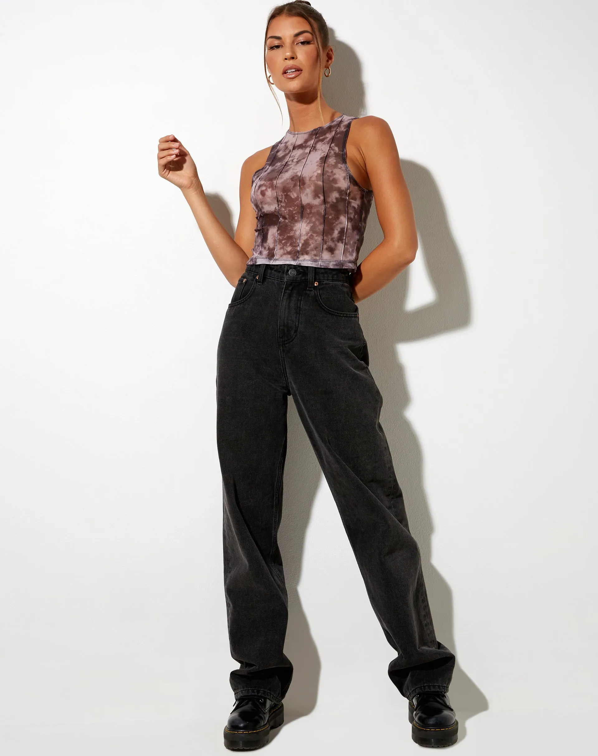 Barika Top in Mesh Smoke Black Grey sold by Motel Rocks product image thumbnail 4