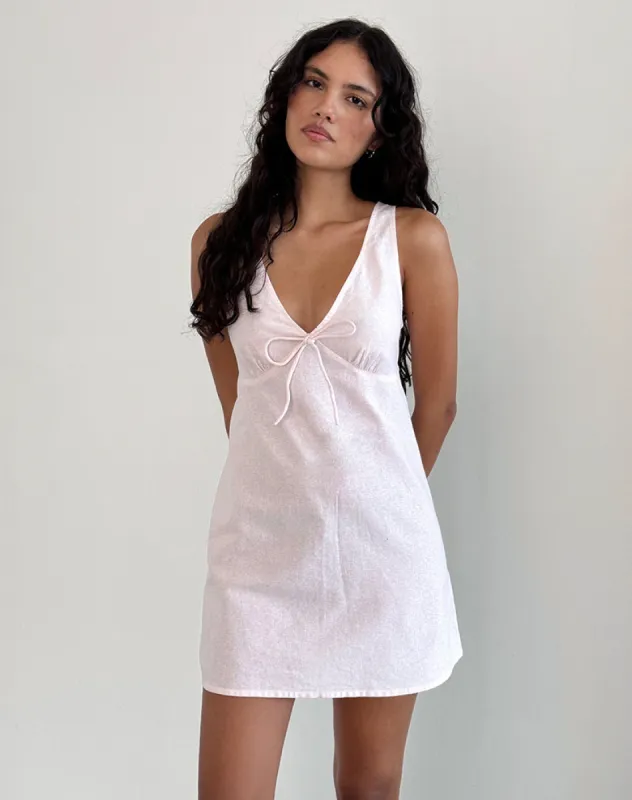 Asatari Tie Front Dress in Light Pink sold by Motel Rocks