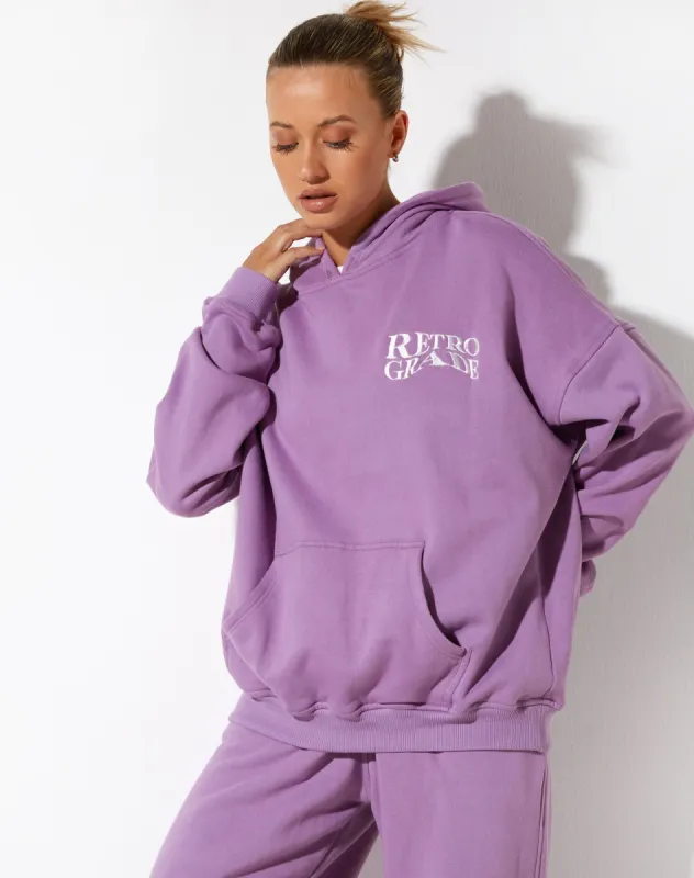 Oversize Hoodie in Lavender Retro Grade Embro sold by Motel Rocks