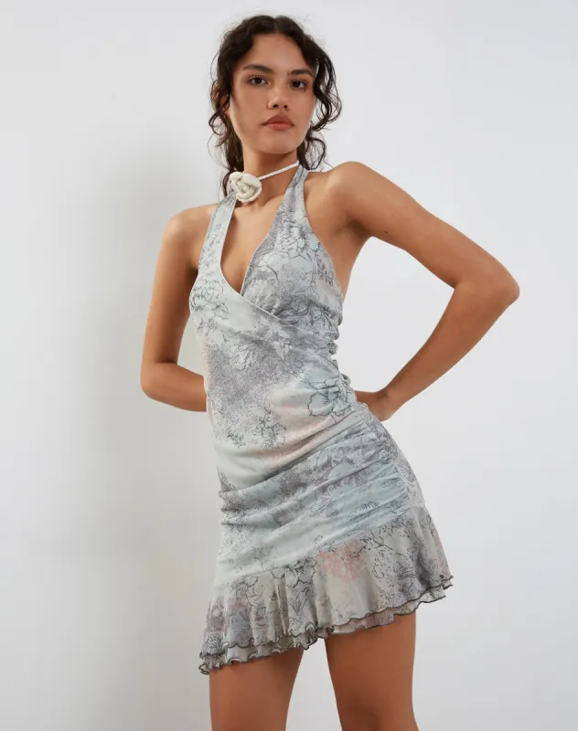 Yubila Mini Dress in Pastel Floral Lace sold by Motel Rocks