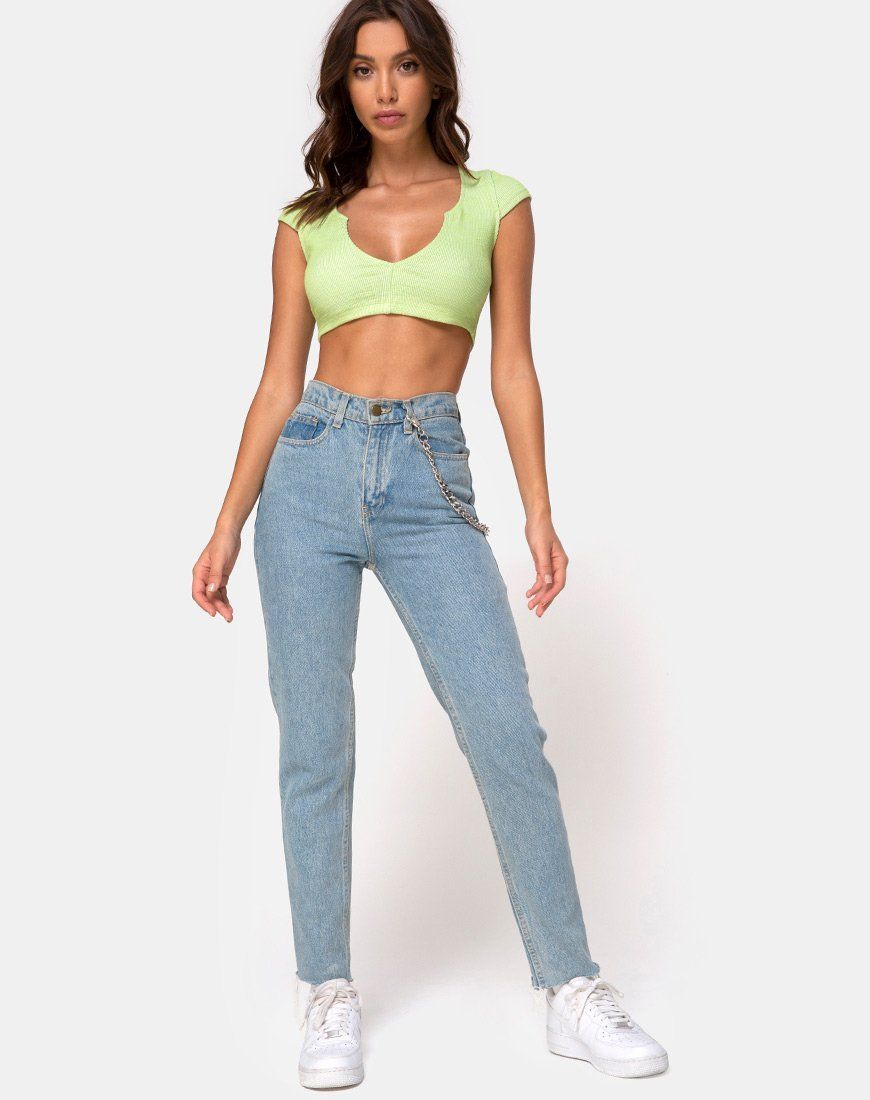 Guanna Crop Top in Rib Lime sold by Motel Rocks product image thumbnail 3