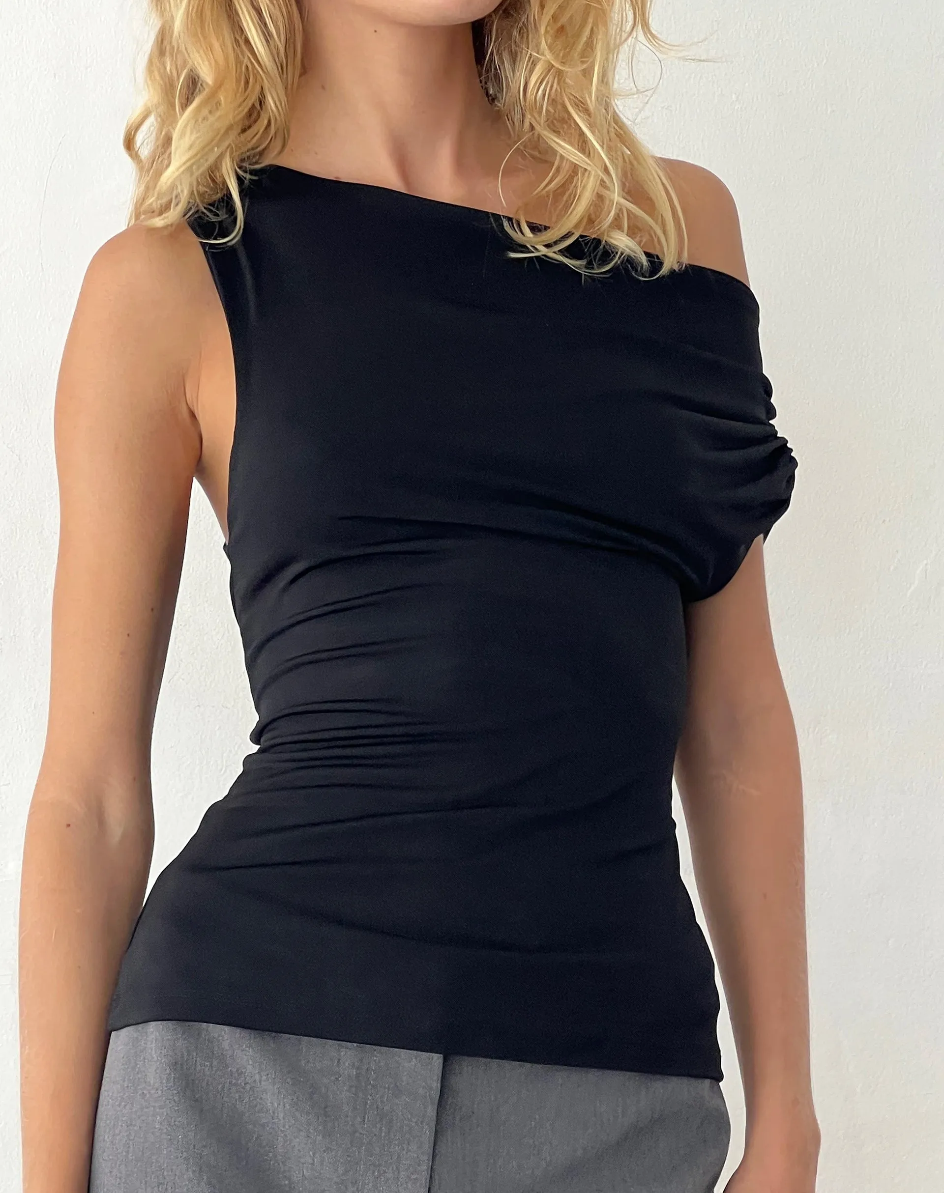 Calypso Asymmetric Top in Slinky Black sold by Motel Rocks product image thumbnail 3