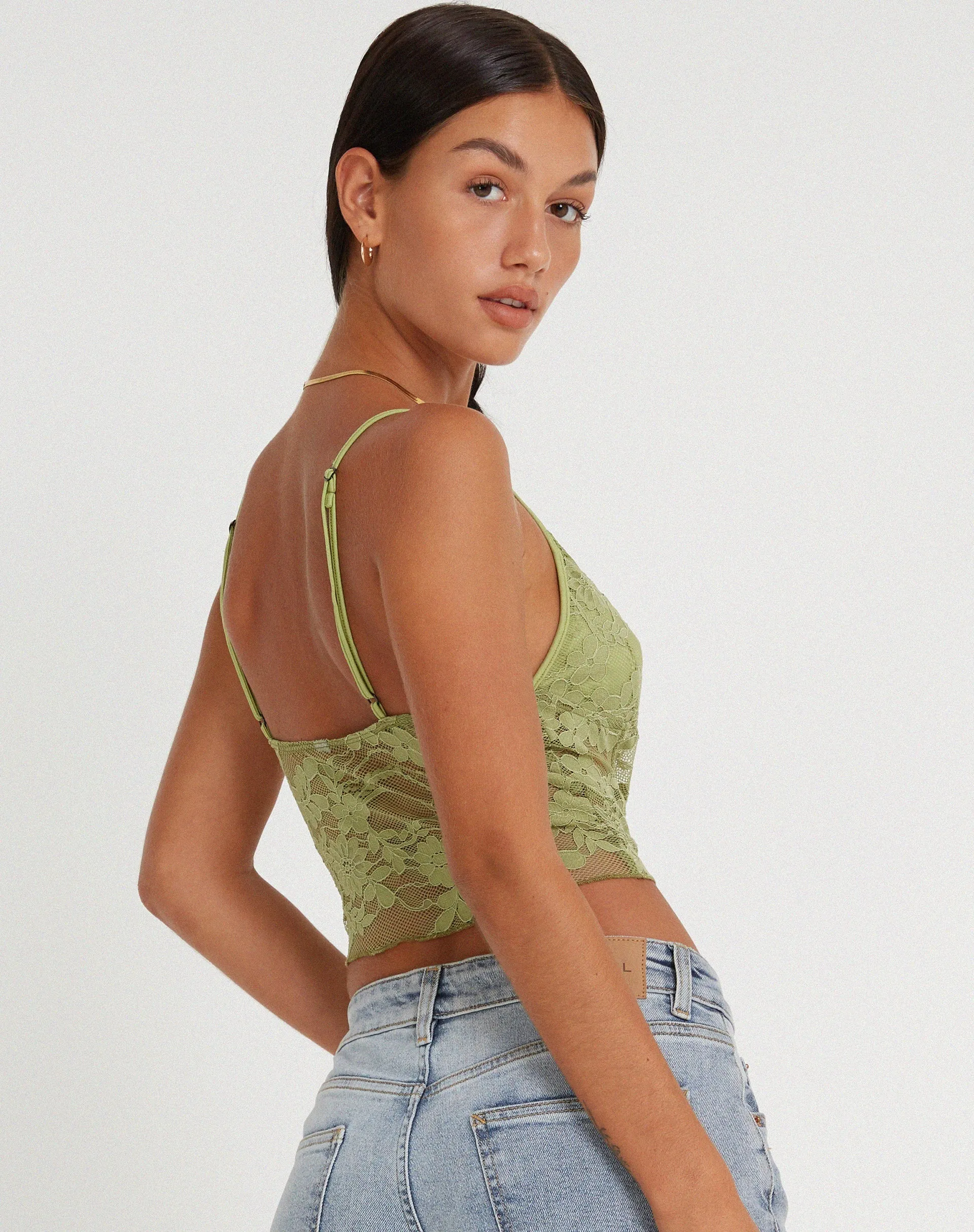 Yenko Crop Top in Lace Green sold by Motel Rocks product image thumbnail 2