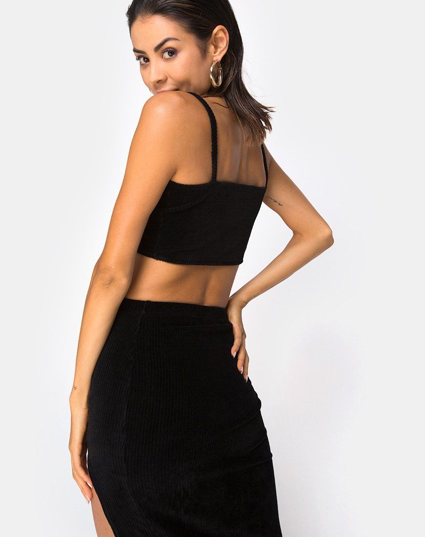 Kylie Top in Velvet Rib Black sold by Motel Rocks product image thumbnail 2