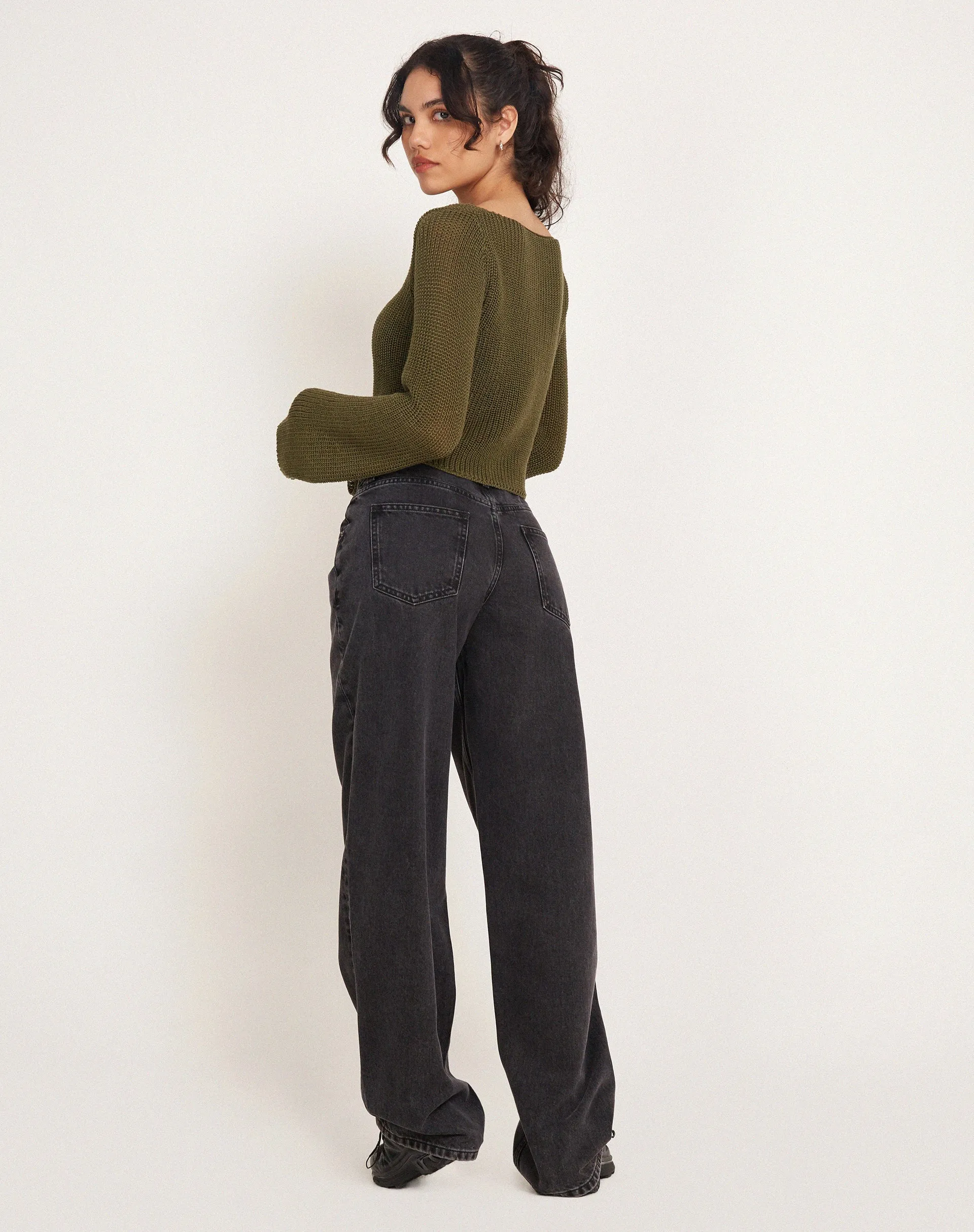 Kazayo Long Sleeve Knit Top in Chive Green sold by Motel Rocks product image thumbnail 4