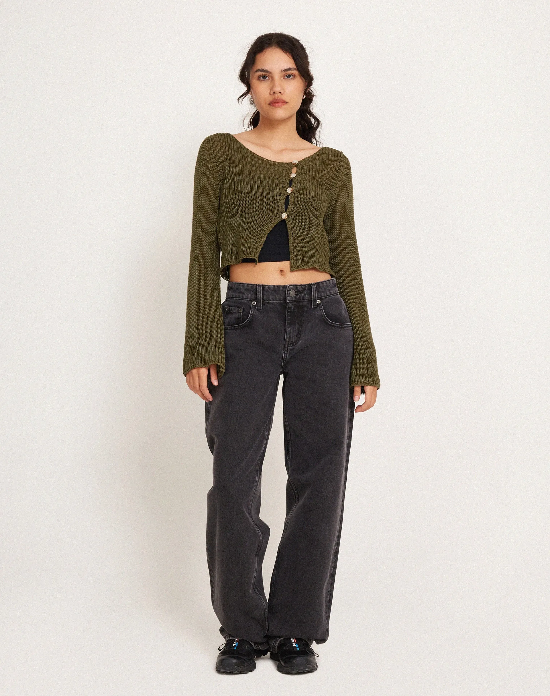Kazayo Long Sleeve Knit Top in Chive Green sold by Motel Rocks product image thumbnail 3