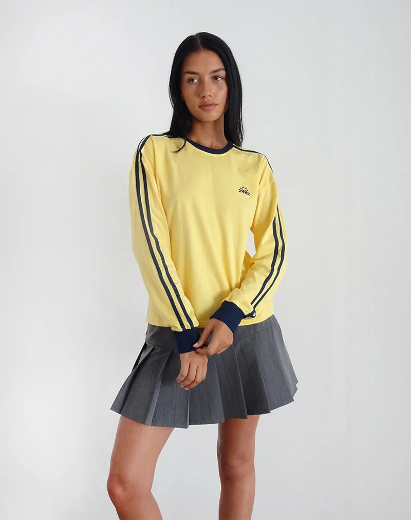 Prata Long Sleeve Top in Lemonade with Navy Binding sold by Motel Rocks