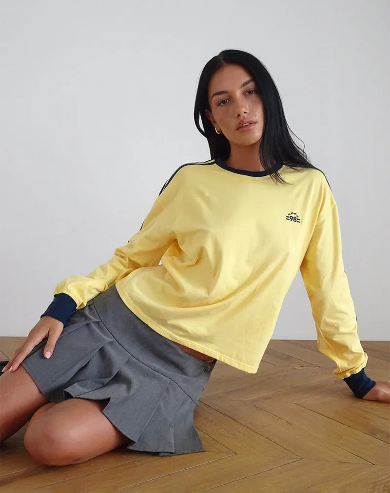 Prata Long Sleeve Top in Lemonade with Navy Binding sold by Motel Rocks product image thumbnail 2