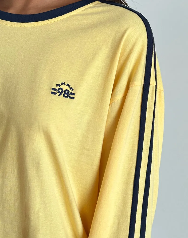 Prata Long Sleeve Top in Lemonade with Navy Binding sold by Motel Rocks product image thumbnail 3