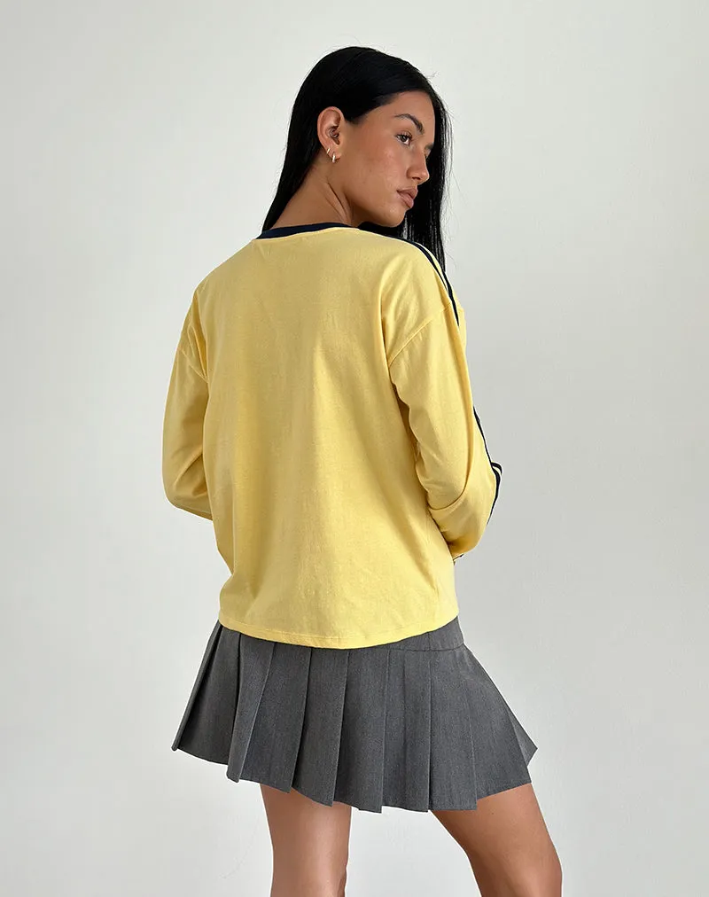 Prata Long Sleeve Top in Lemonade with Navy Binding sold by Motel Rocks product image thumbnail 5