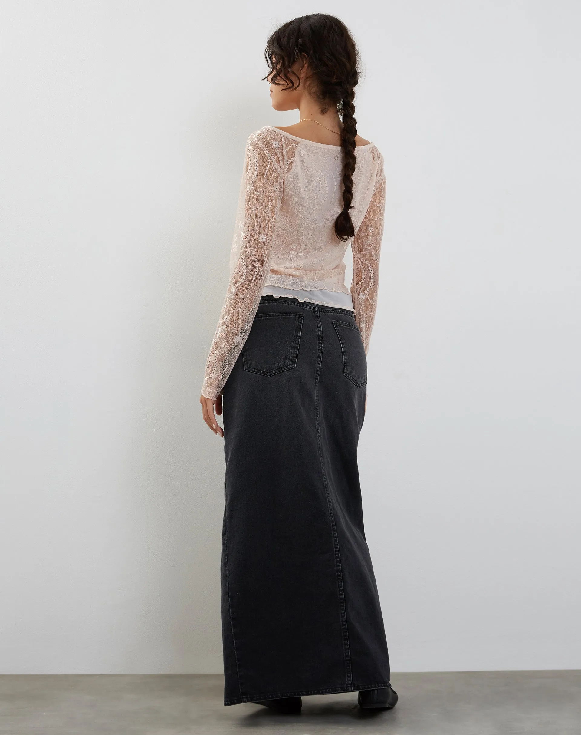 Rory Long Sleeve Lace Top in Pink sold by Motel Rocks product image thumbnail 4