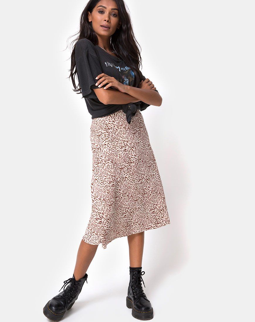 Tauri Midi Skirt in Safari Taupe sold by Motel Rocks