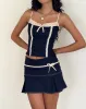 Istari Mini Skirt in Navy sold by Motel Rocks