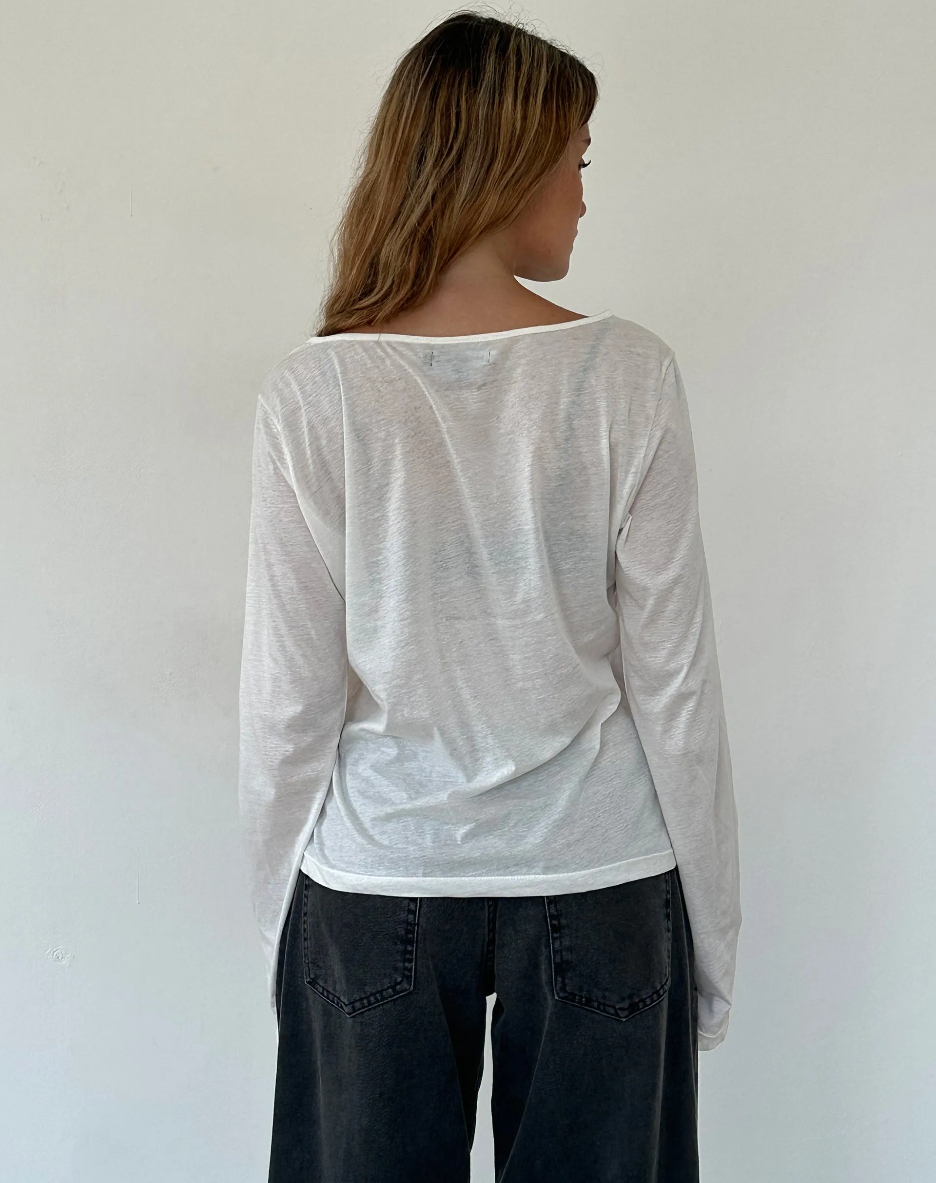 Damon Baggy Long Sleeve Top in White Tissue Jersey sold by Motel Rocks product image thumbnail 3