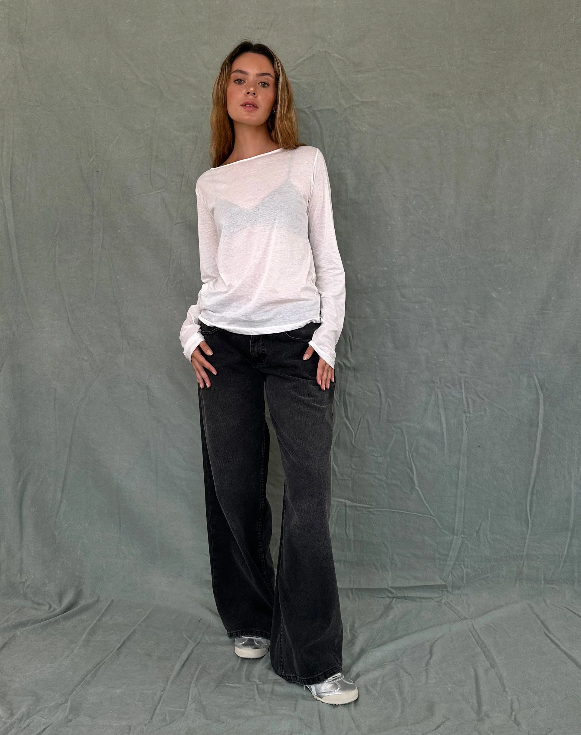 Damon Baggy Long Sleeve Top in White Tissue Jersey sold by Motel Rocks product image thumbnail 4