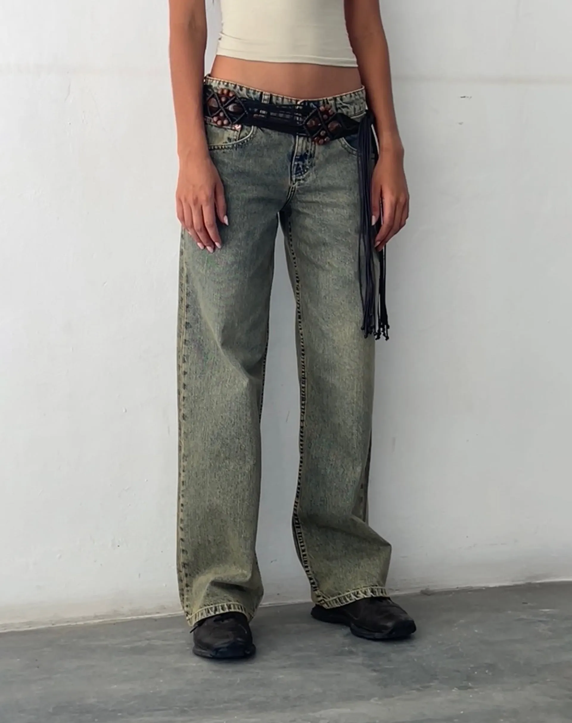 Low Rise Parallel Jeans in Sandy Blue Acid sold by Motel Rocks product image thumbnail 2
