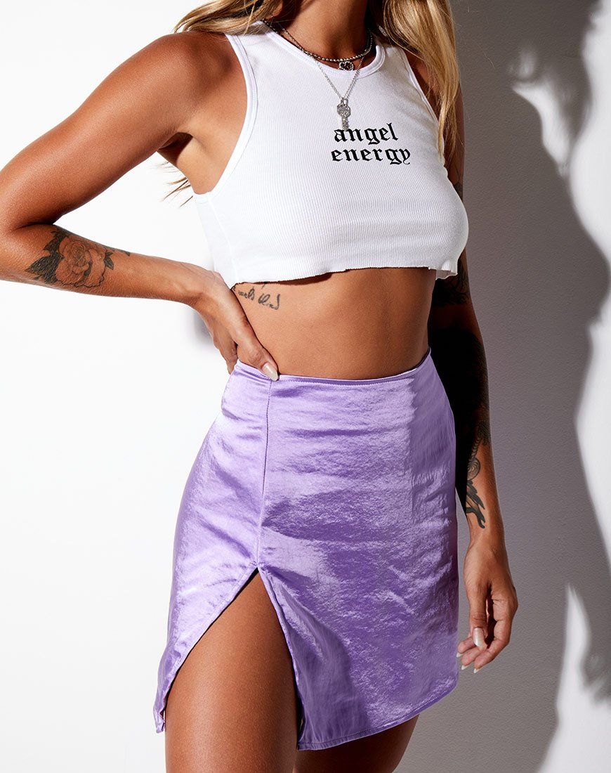 Shenka Mini Skirt in Satin Lilac sold by Motel Rocks product image thumbnail 4