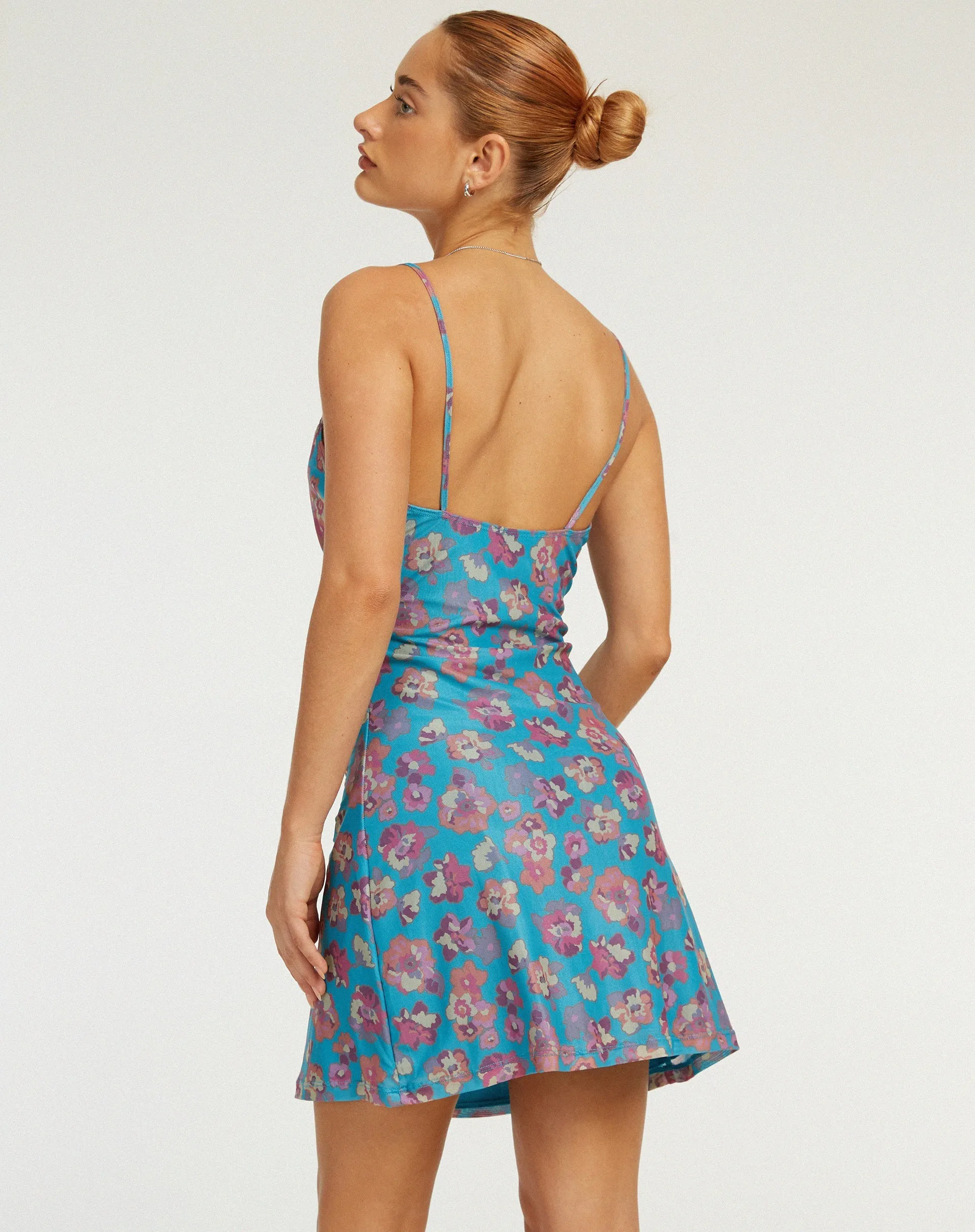 Coline Printed Mini Dress in Contrast Floral Blue sold by Motel Rocks product image thumbnail 3