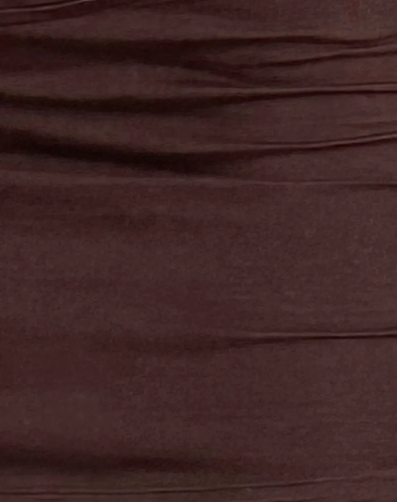 Vidia V Front Mini Skirt in Bitter Chocolate sold by Motel Rocks product image thumbnail 5