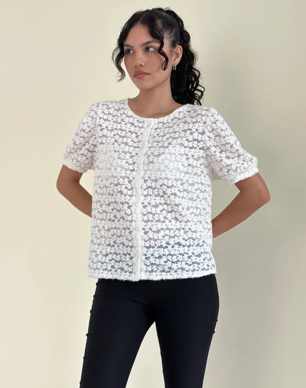 Kaelyn Top in Dahlia Lace Ivory sold by Motel Rocks