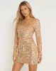 Gabby Mini Dress in Sequin Gold sold by Motel Rocks