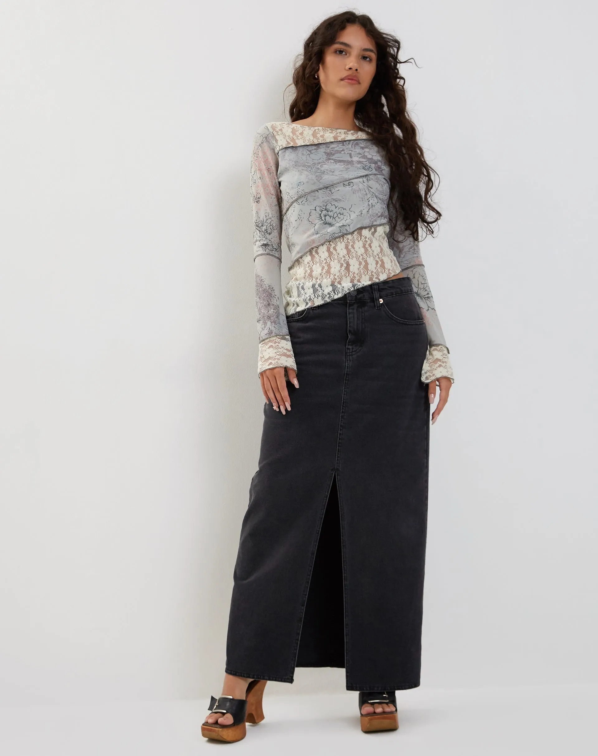 Lucca Long Sleeve Top in Lace Pastel Floral sold by Motel Rocks product image thumbnail 4