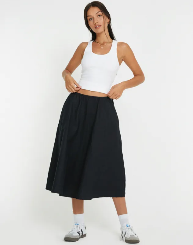 Takara Midi Skirt in Black made by Motel Rocks