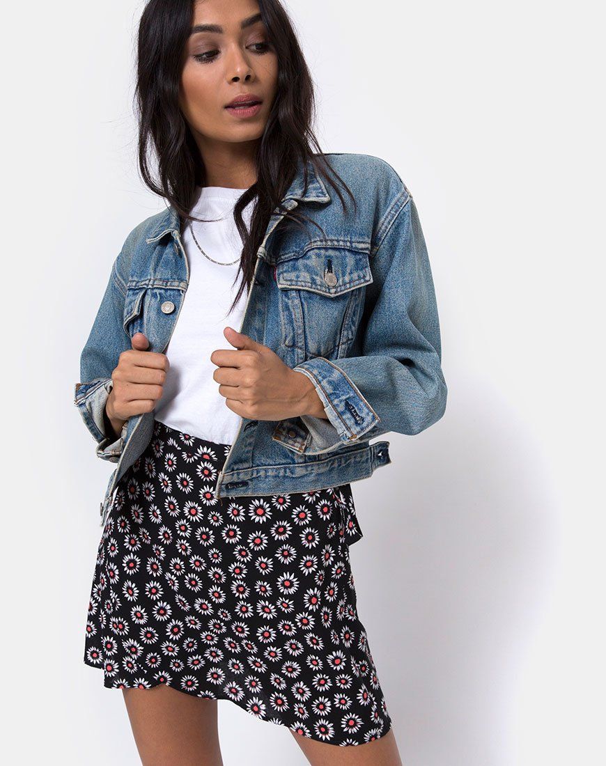 Derla Mini Skirt in Dancing Daisy sold by Motel Rocks