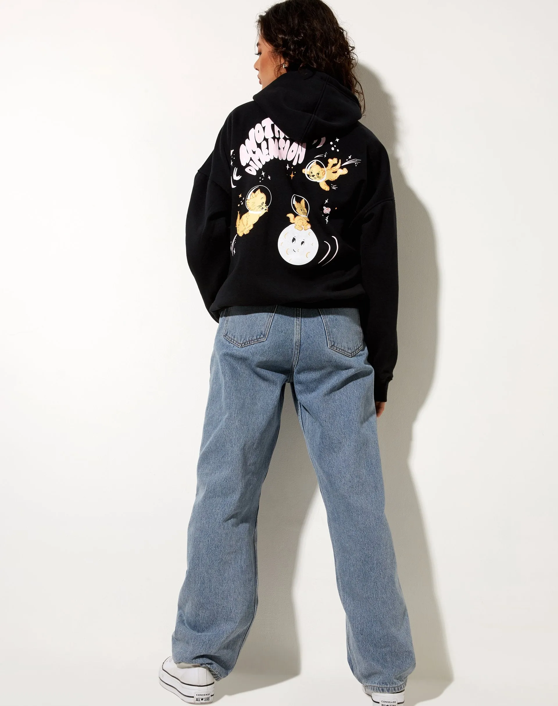 Oversize Hoodie in Black Another Dimension sold by Motel Rocks product image thumbnail 3