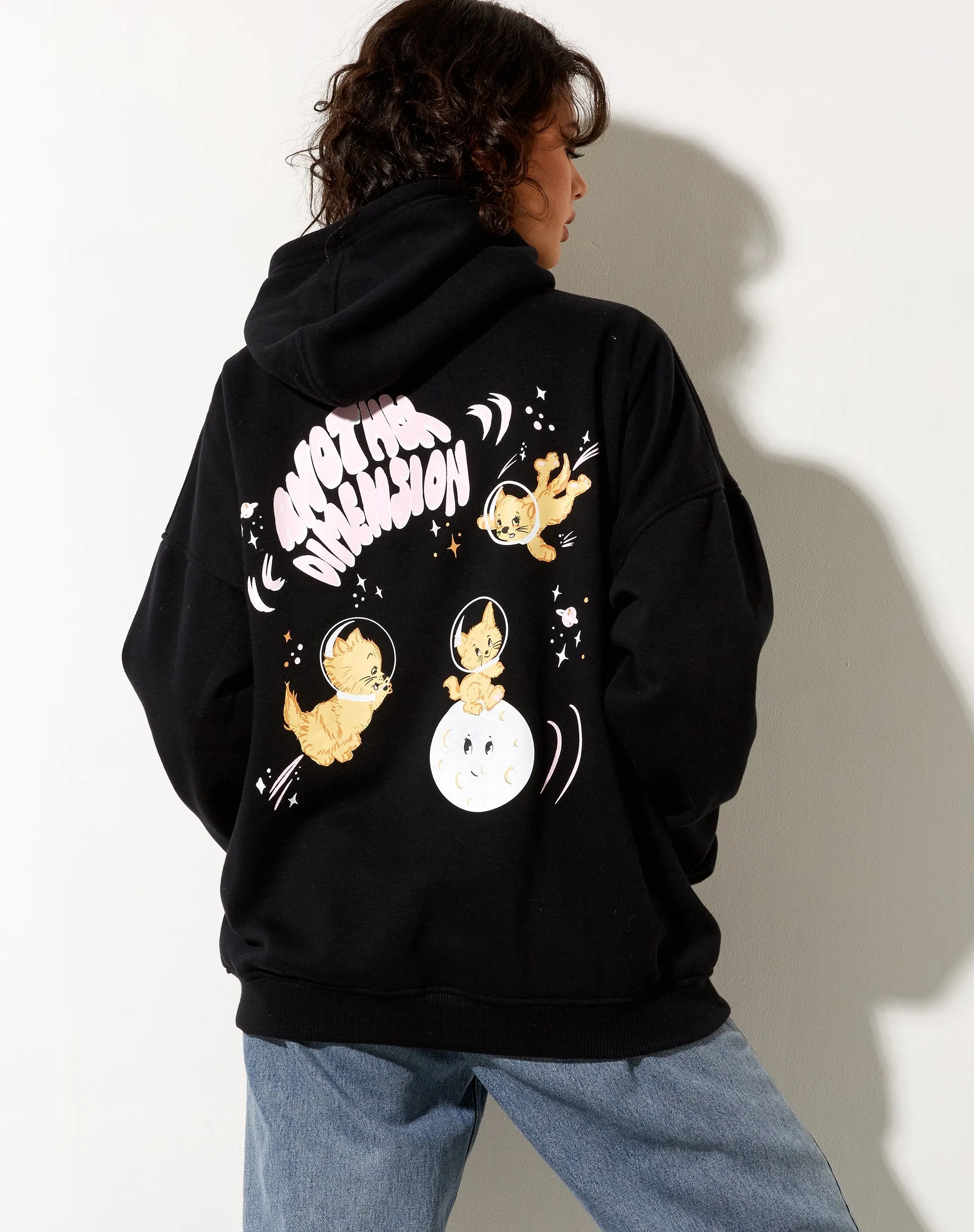 Oversize Hoodie in Black Another Dimension sold by Motel Rocks product image thumbnail 5