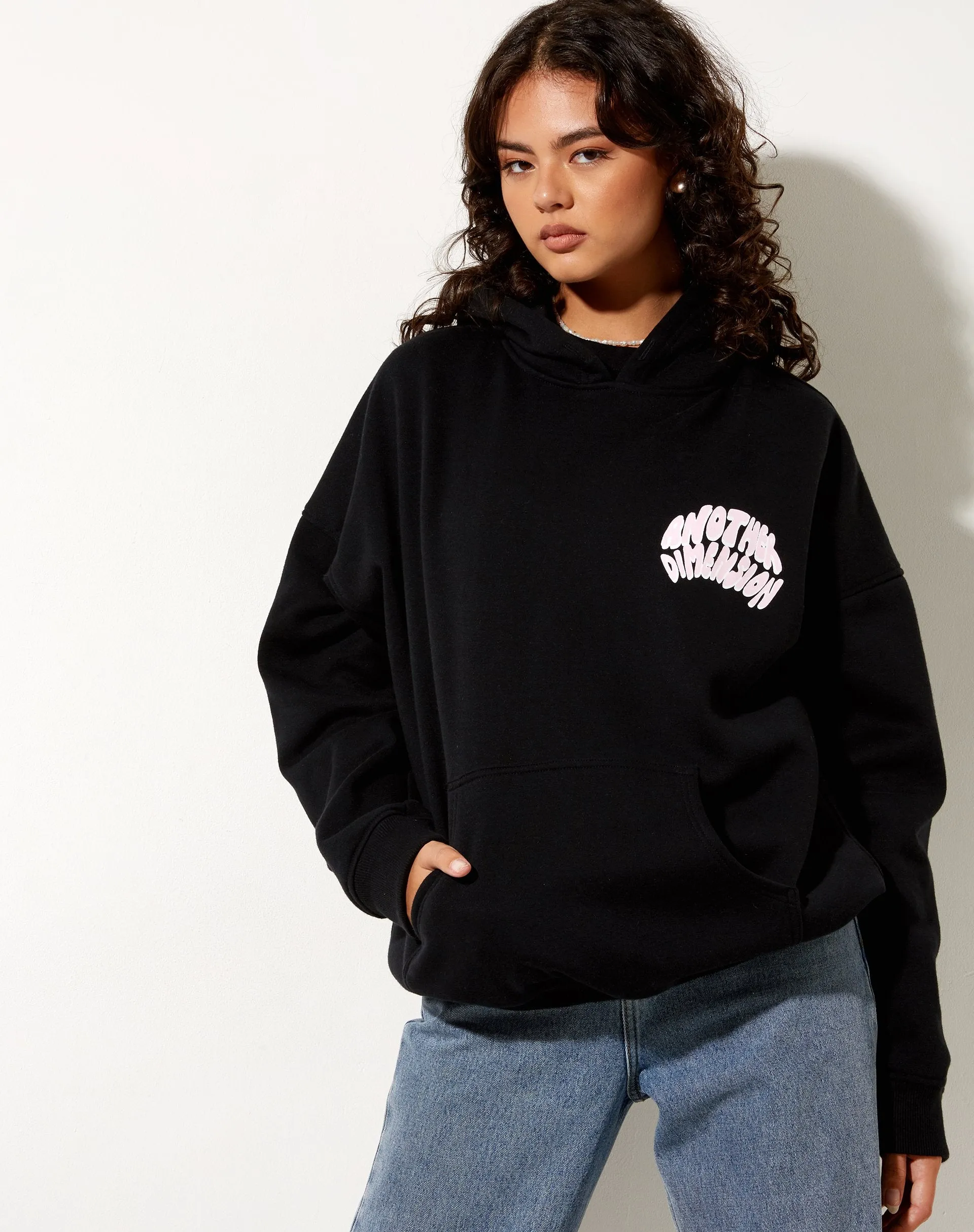 Oversize Hoodie in Black Another Dimension sold by Motel Rocks product image thumbnail 4