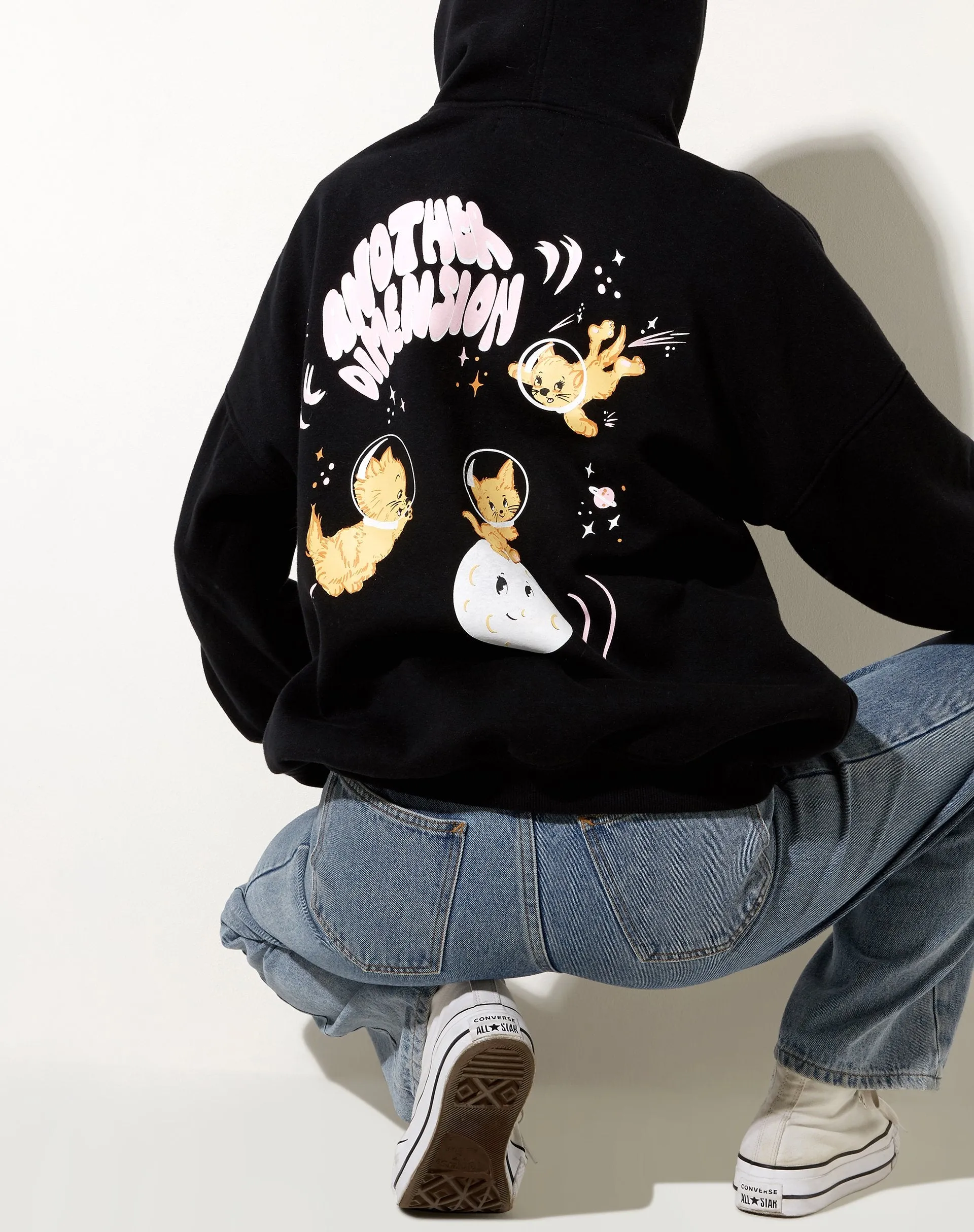 Oversize Hoodie in Black Another Dimension sold by Motel Rocks product image thumbnail 2