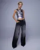 Roomy Extra Wide Low Rise Jeans in Extreme Black Wash sold by Motel Rocks