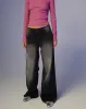 Roomy Extra Wide Low Rise Jeans in Extreme Black Wash sold by Motel Rocks