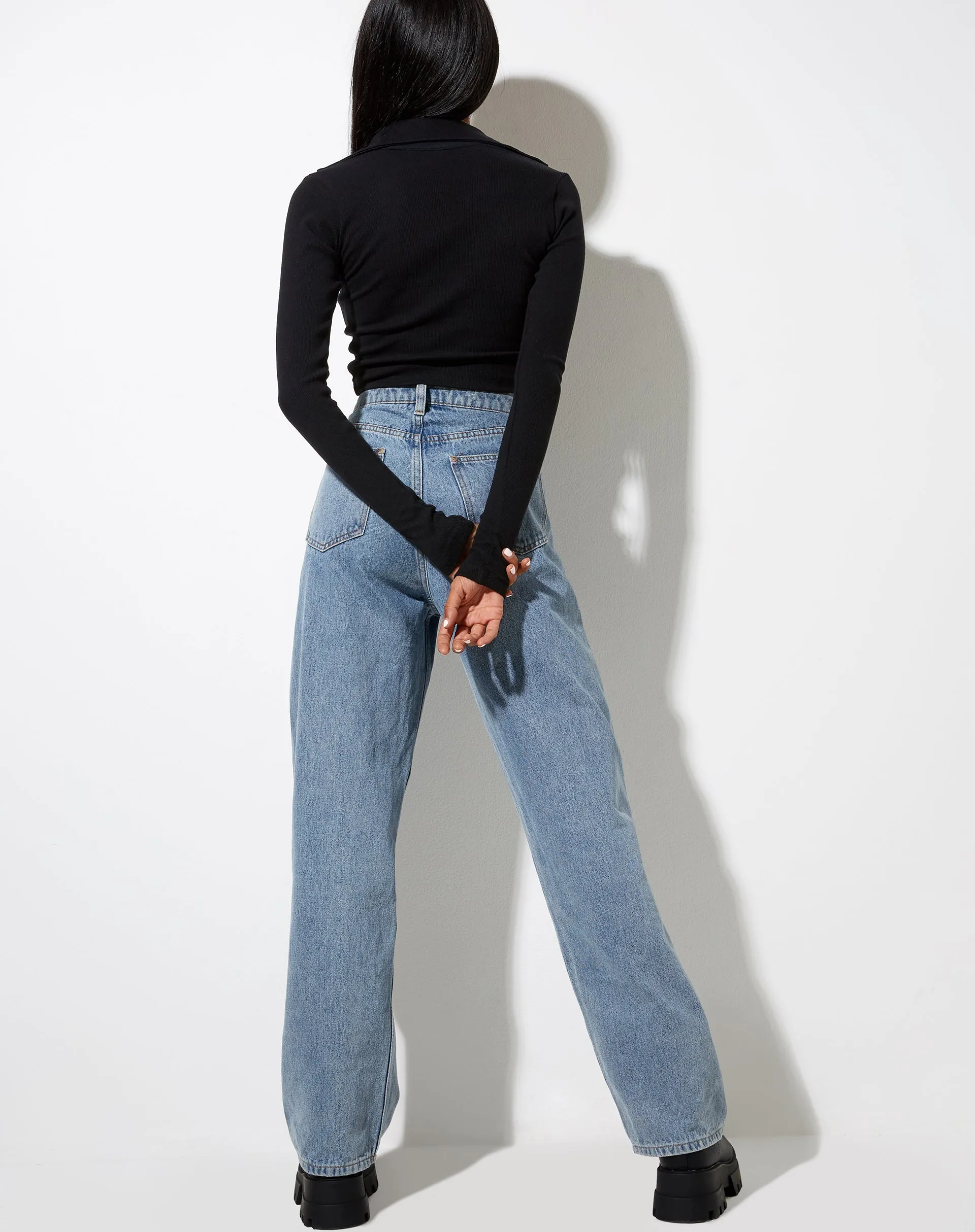 Ryals Long Sleeve Top in Rib Black sold by Motel Rocks product image thumbnail 4