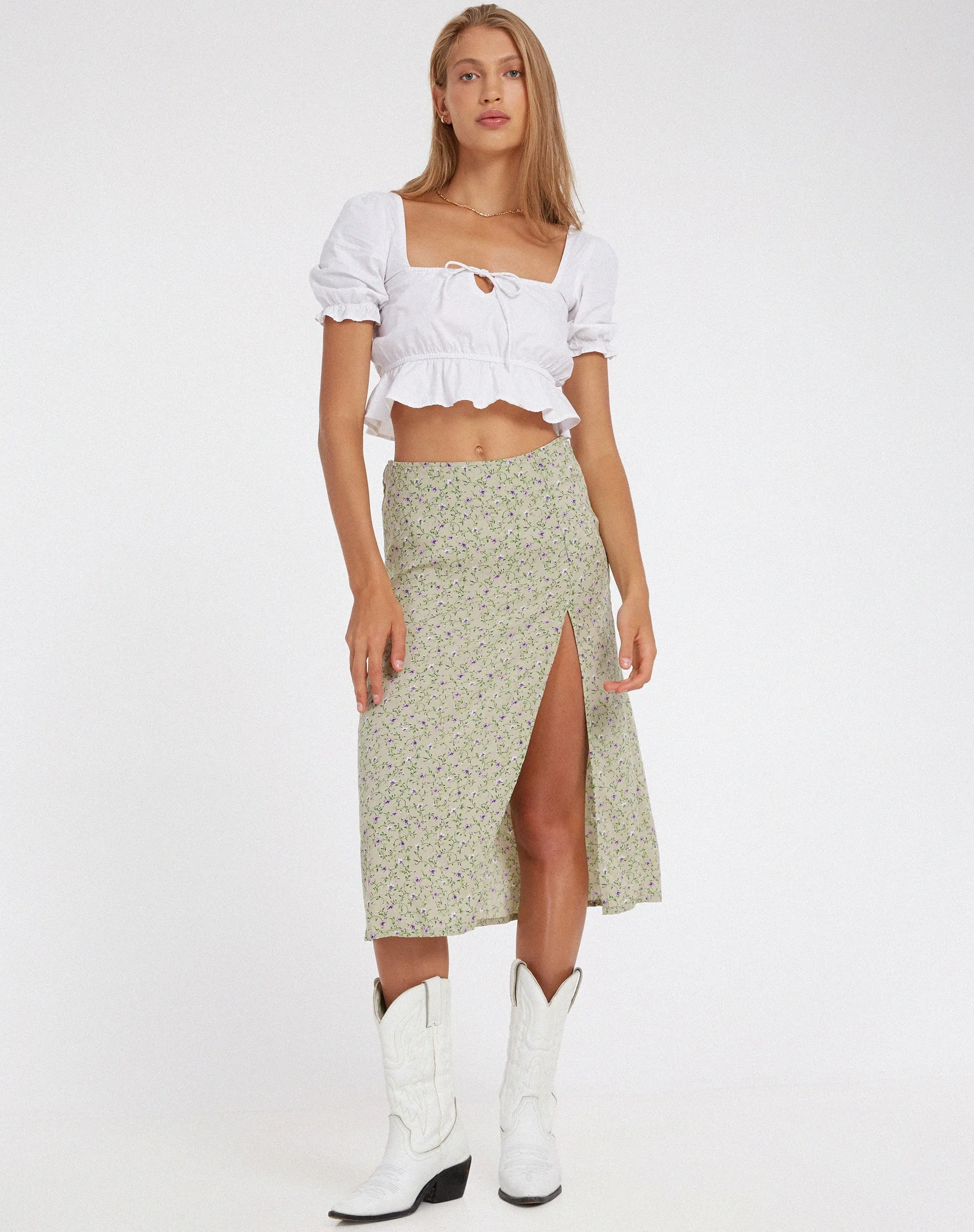 Seko Midi Skirt in Parma Violet sold by Motel Rocks