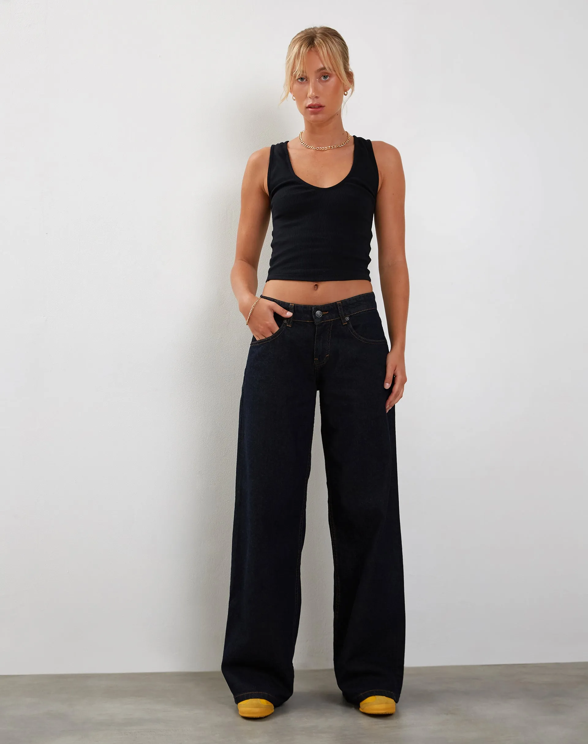 Jastio Vest Top in Black Ribbed Jersey sold by Motel Rocks product image thumbnail 3