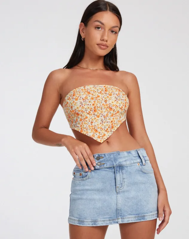 Nolda Crop Top in Ditsy Tangerine sold by Motel Rocks