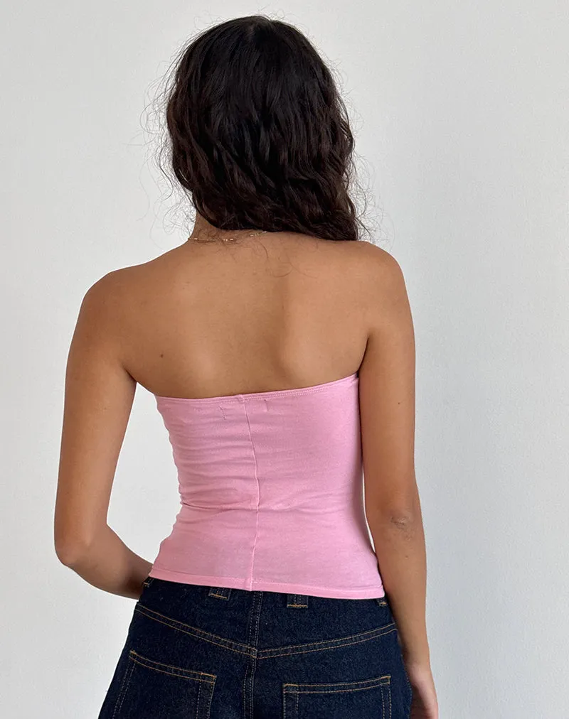 Shaelo Bandeau Top in Flamingo Pink Red Hisbiscus sold by Motel Rocks product image thumbnail 4