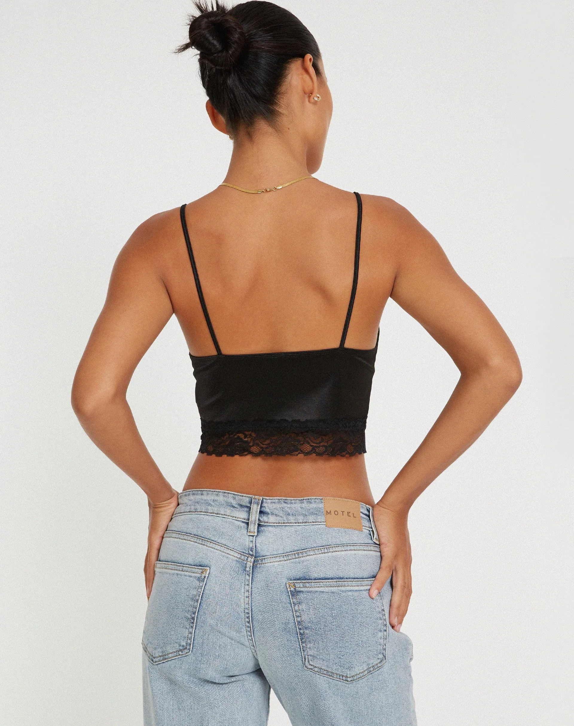 Datuk Crop Top in Satin Black sold by Motel Rocks product image thumbnail 3
