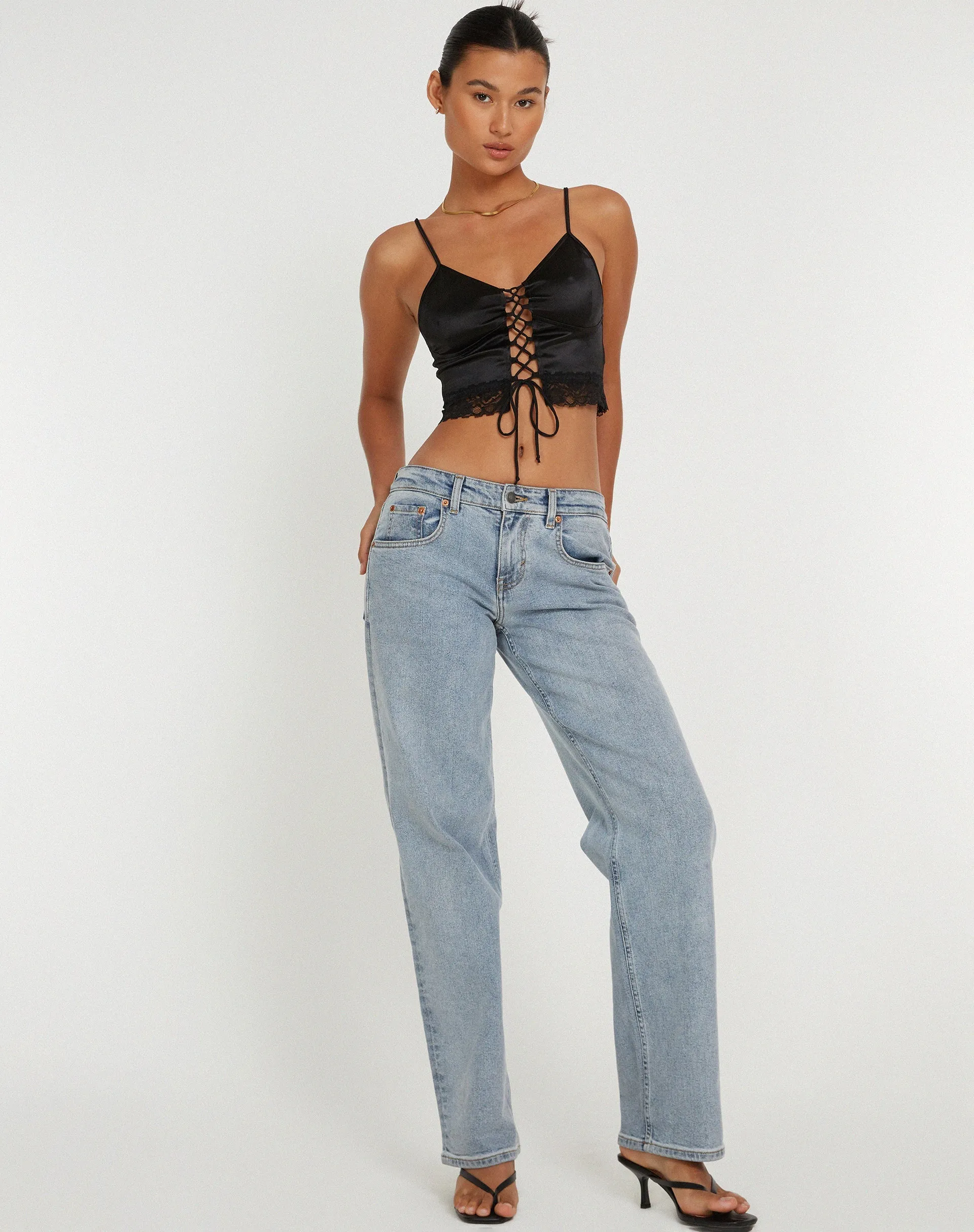 Datuk Crop Top in Satin Black sold by Motel Rocks product image thumbnail 2