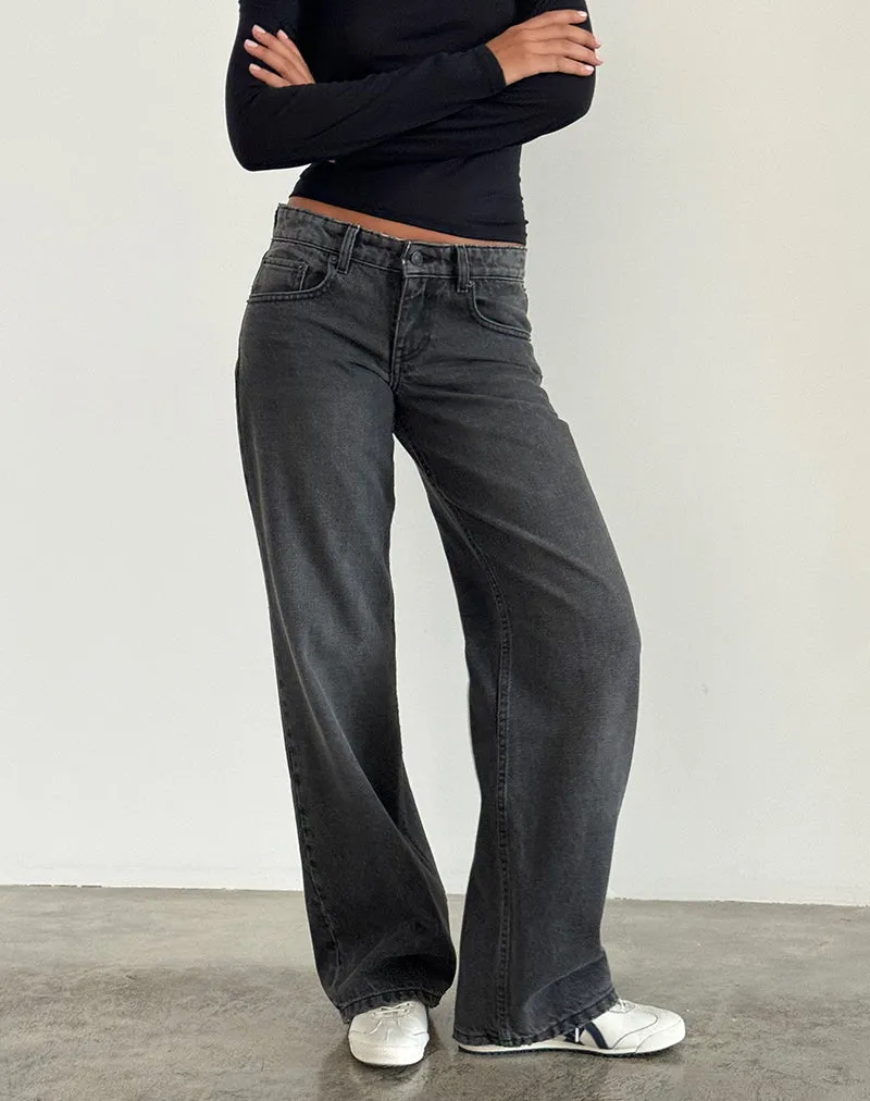 Low Rise Parallel Jeans in Washed Black Grey sold by Motel Rocks product image thumbnail 2