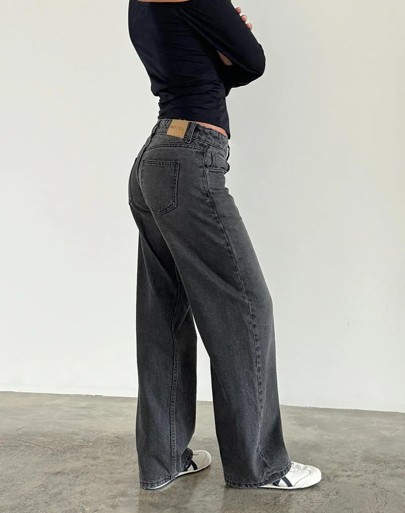 Low Rise Parallel Jeans in Washed Black Grey sold by Motel Rocks product image thumbnail 4