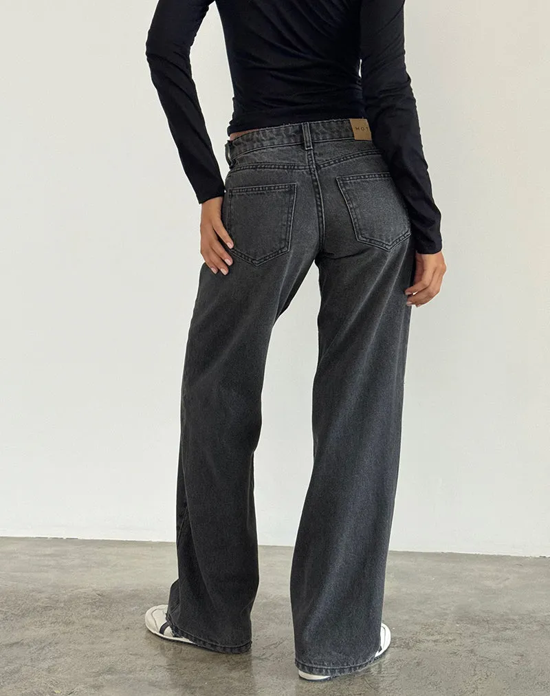 Low Rise Parallel Jeans in Washed Black Grey sold by Motel Rocks product image thumbnail 3