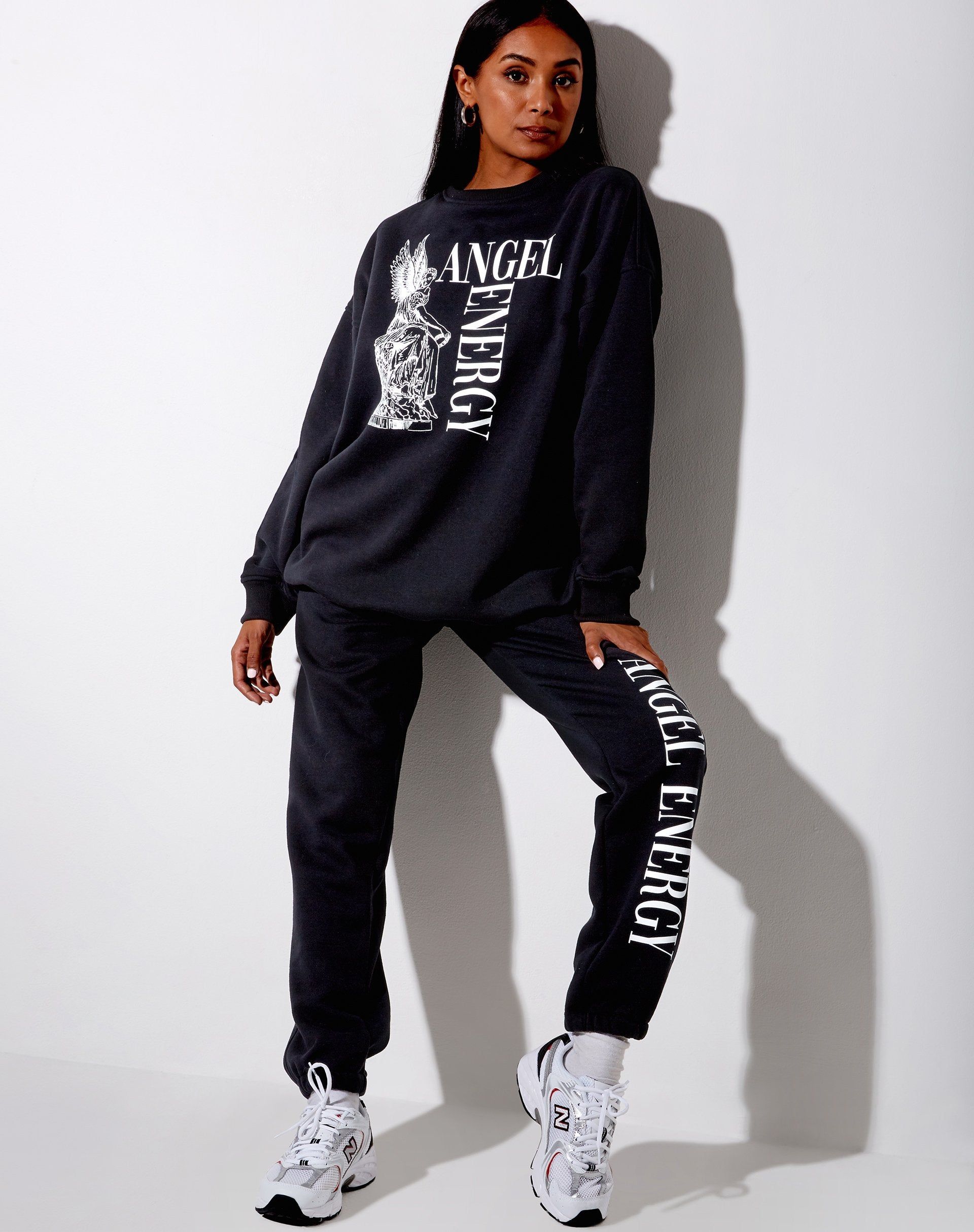 Glo Sweatshirt in Black 'Angel Energy' sold by Motel Rocks product image thumbnail 4