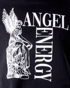 Glo Sweatshirt in Black 'Angel Energy' sold by Motel Rocks