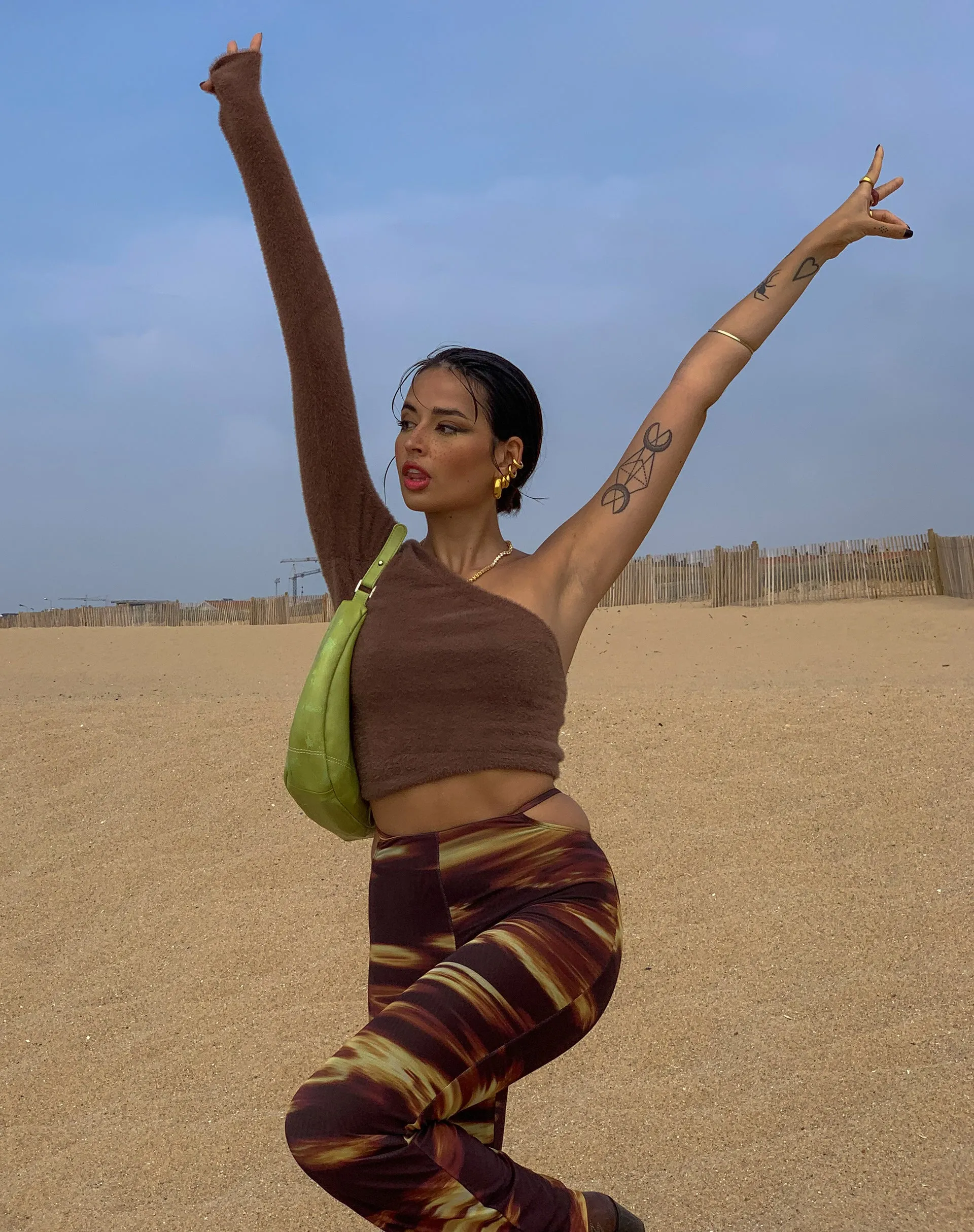 Sidan Top in Knit Brown sold by Motel Rocks product image thumbnail 2