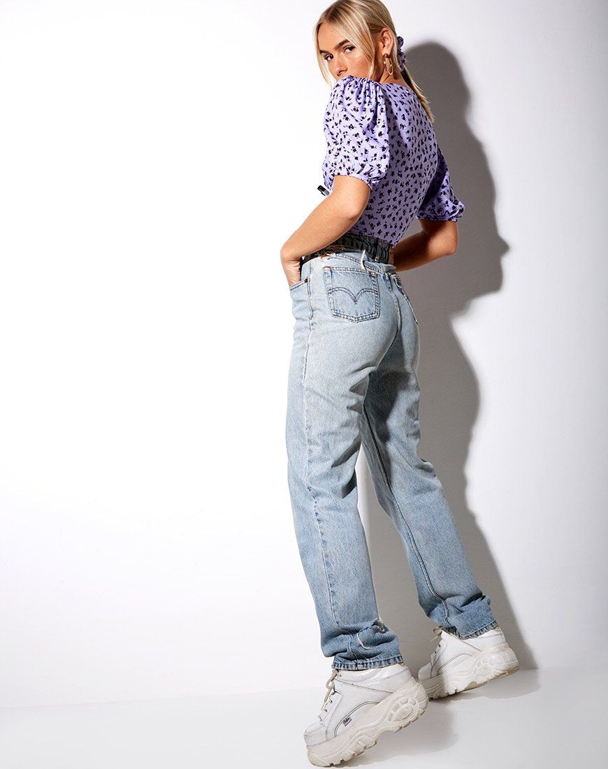 Glarie Crop Top in Dainty Daisy Lilac sold by Motel Rocks product image thumbnail 4