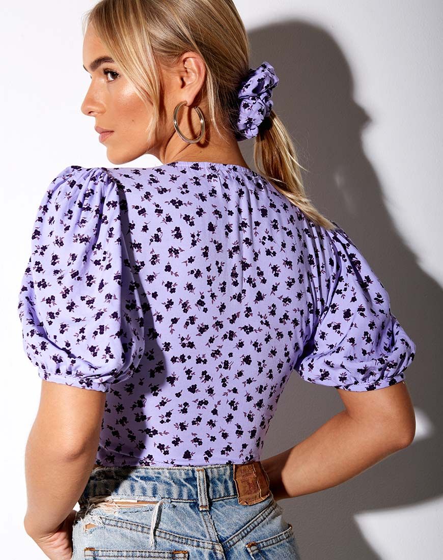 Glarie Crop Top in Dainty Daisy Lilac sold by Motel Rocks product image thumbnail 3